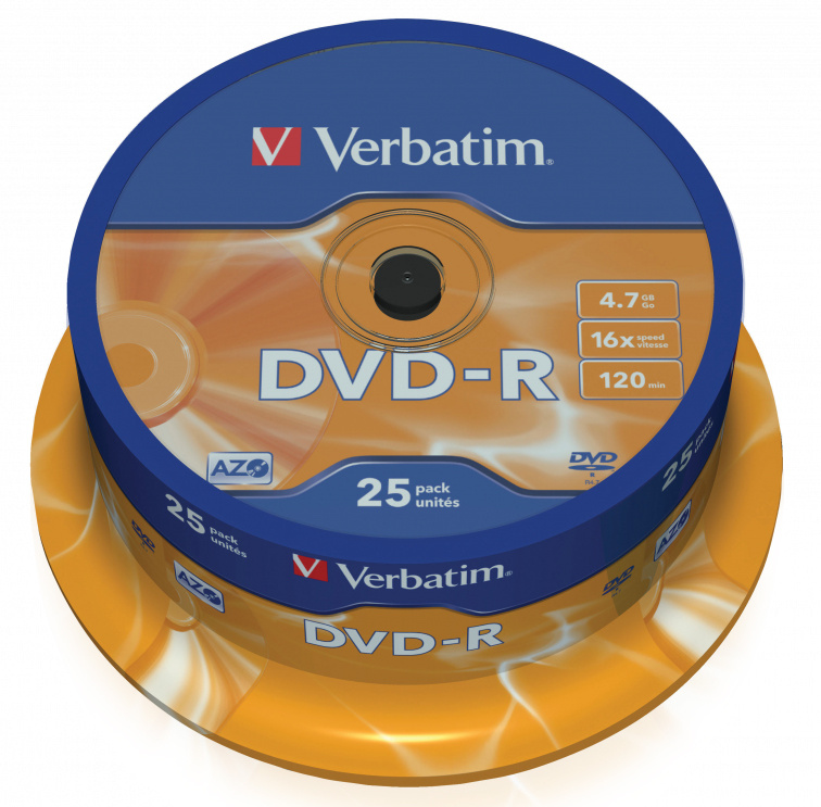 Verbatim  Диски DVD-R   4.7Gb 16-х, 25шт, Cake Box (43522)