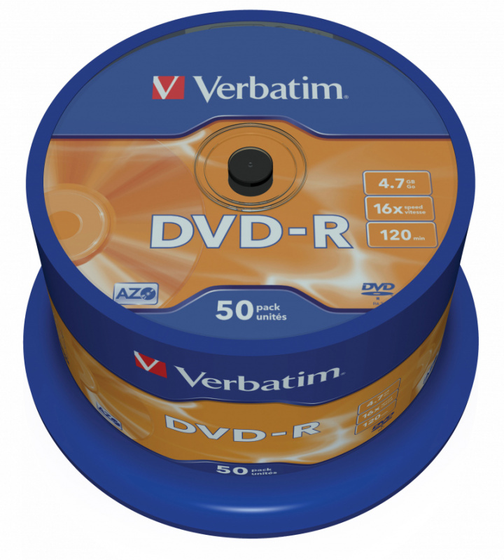 Verbatim  Диски DVD-R  4.7Gb 16-х, 50шт, Cake Box (43548)