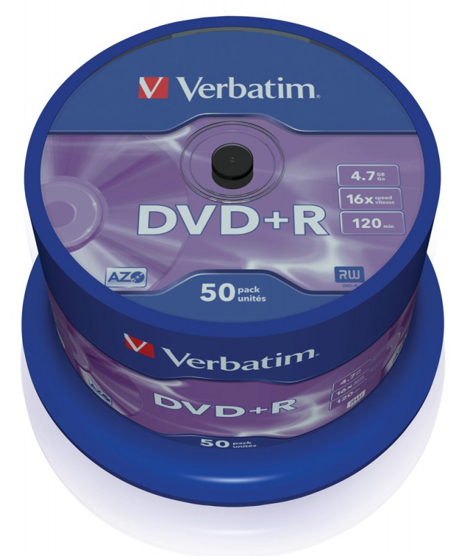 Verbatim  Диски DVD+R  4.7Gb 16-х , 50 шт, Cake Box (43550)