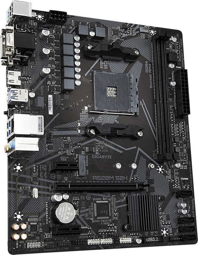 Gigabyte A520M S2H {Soc-AM4 AMD A520 2xDDR4 mATX AC`97 8ch(7.1) GbLAN RAID+VGA+DVI+HDMI}