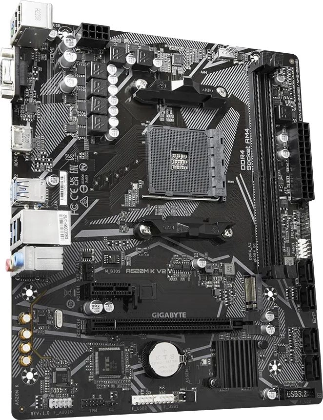 Gigabyte A520M K V2 RTL {Soc-AM4, AMD A520, 2xDDR4, mATX AC`97 8ch(7.1) GbLAN RAID+VGA+HDMI}