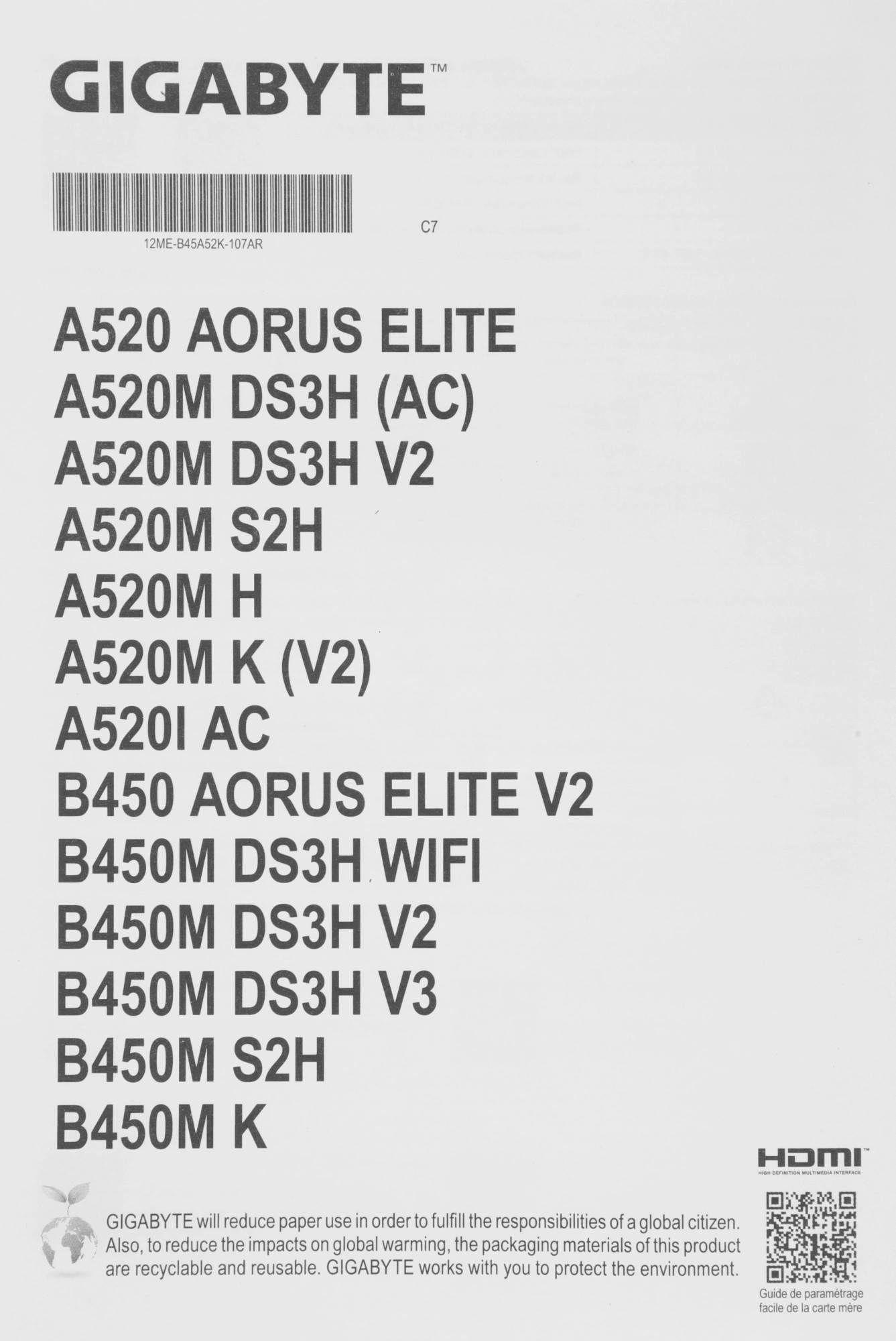Gigabyte A520M K V2 RTL {Soc-AM4, AMD A520, 2xDDR4, mATX AC`97 8ch(7.1) GbLAN RAID+VGA+HDMI}