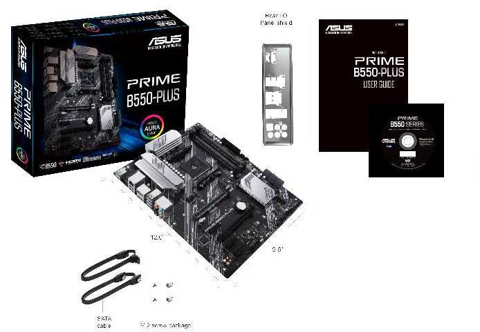 ASUS PRIME B550-PLUS (Socket AM4, ATX, 4xDDR4(128GB), DP/HDMI, 1xPCIe 4.0x16/1xPCIe 3.0x16, 3xPCIe 3.0, 1xLAN, 6xSATA 6Gb/s, 2xM.2, 1xType-C, 5xUSB 3.2, 2xUSB 2.0)