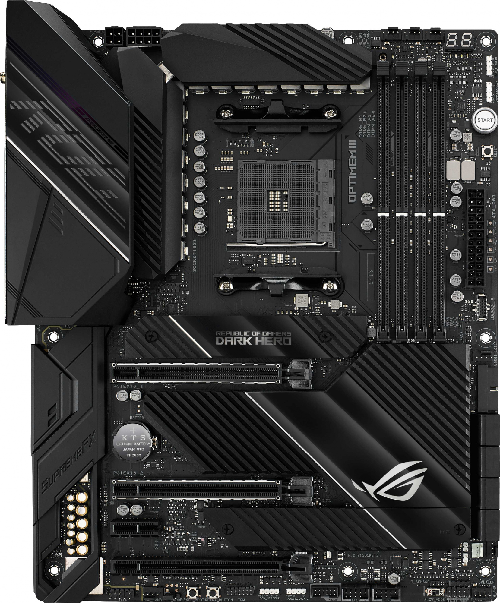 Asus ROG CROSSHAIR VIII DARK HERO Soc-AM4 AMD X570 4xDDR4 ATX AC`97 8ch(7.1) 1 x 2.5Gigabit + Gigabit Ethernet RAID