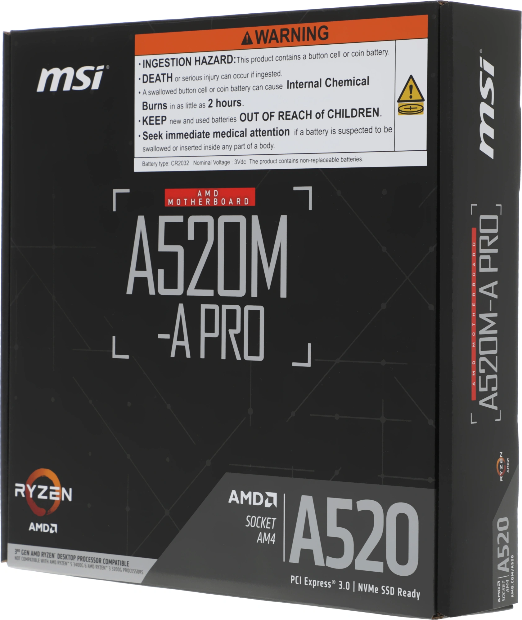 MSI A520M-A PRO {Soc-AM4 AMD A520 2xDDR4 mATX AC`97 8ch(7.1) GbLAN RAID+DVI+HDMI}