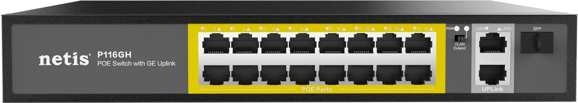 Коммутатор Netis P116GH, неуправляемый