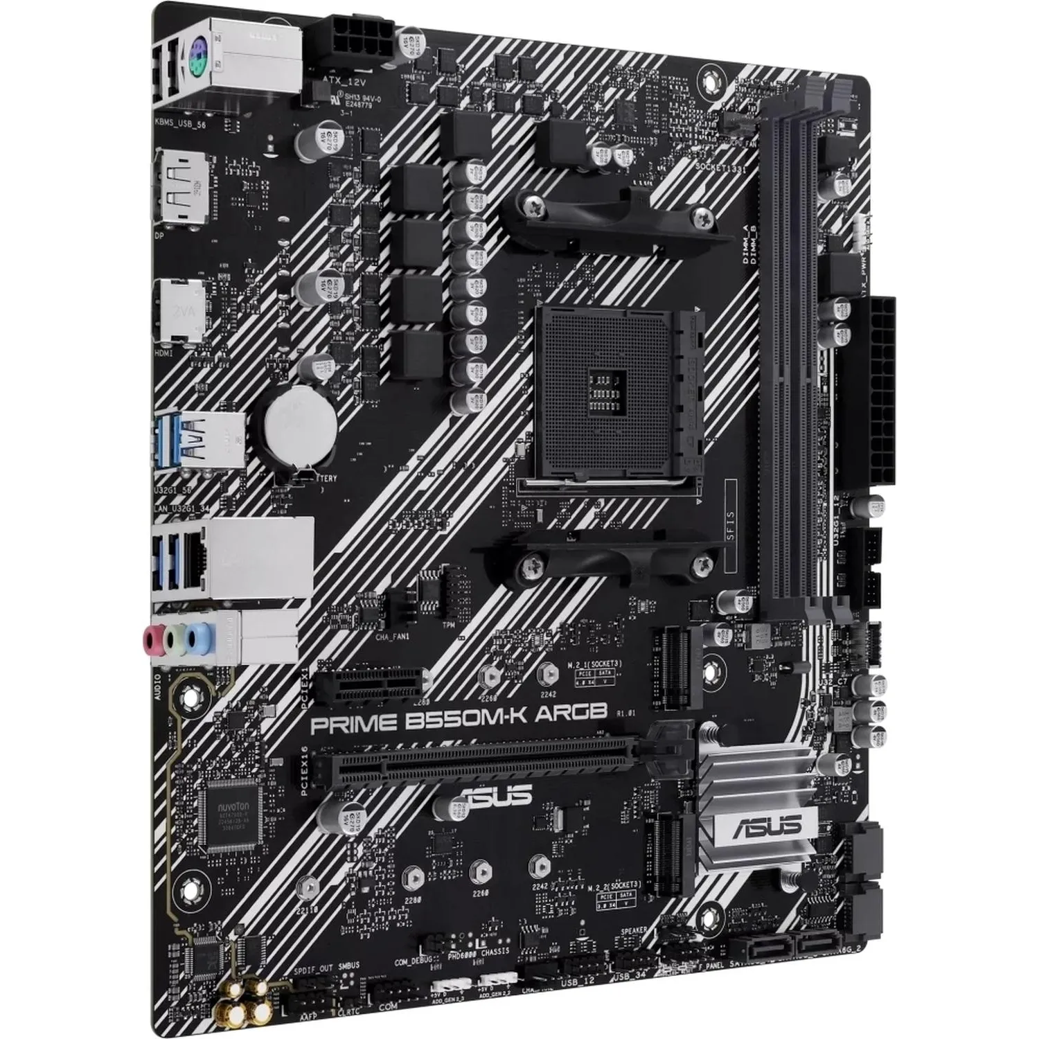 Материнская плата ASUS Prime B550M-K ARGB B550 Socket AM4 2xDDR4, 4xSATA3, RAID, 2xM.2, 2xPCI-E16x, 6xUSB3.2, DP, HDMI, Glan, mATX