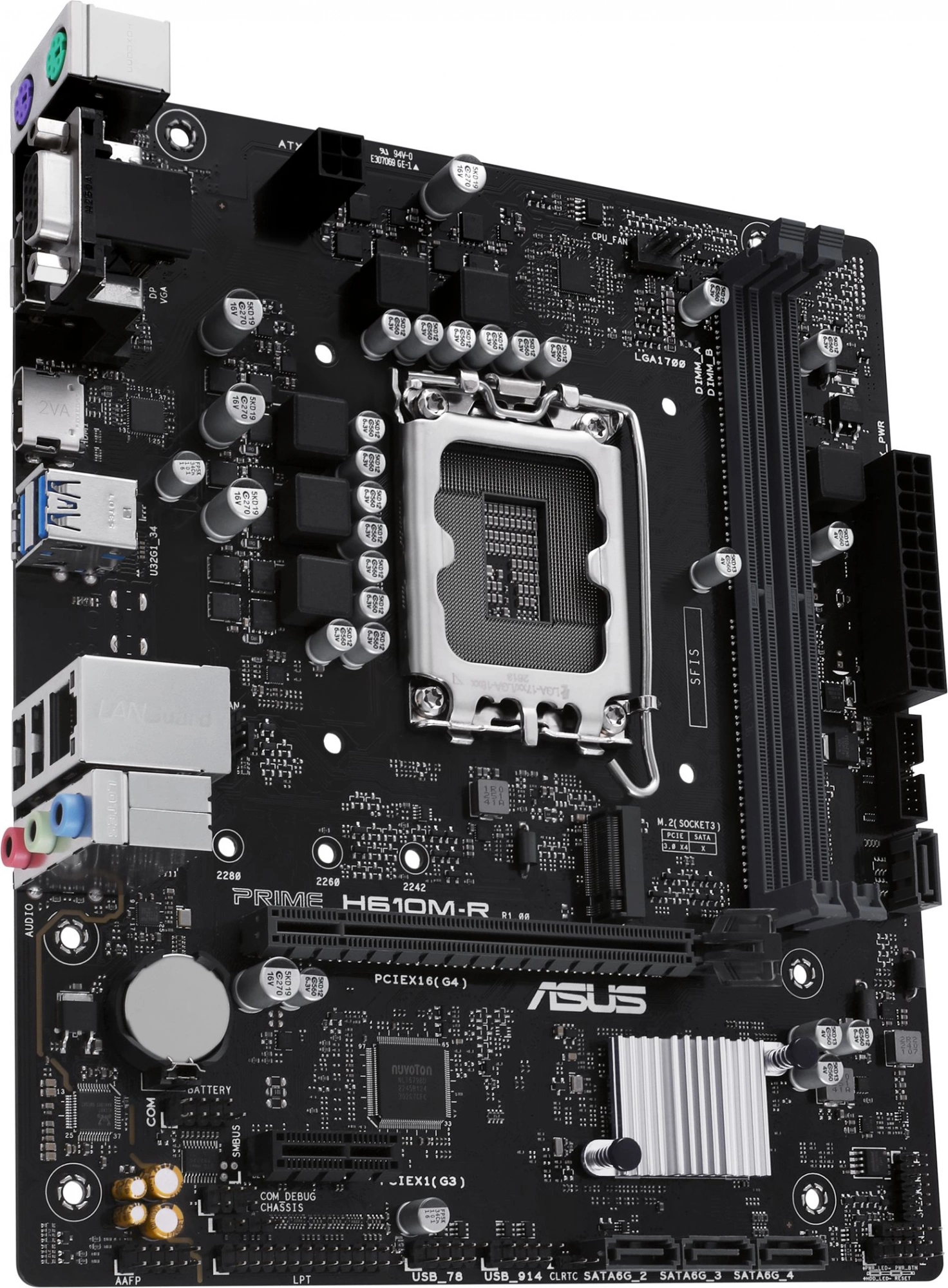 ASUS PRIME H610M-R-SI (Socket 1700, mATX, 2xDDR5(96GB), DP/VGA/HDMI, 1xPCIe 4.0x16/1xPCIe 3.0, 1xLAN, 4xSATA 6Gb/s, 1xM.2, 2xUSB 3.2, 2xUSB 2.0, 2xPS/2)