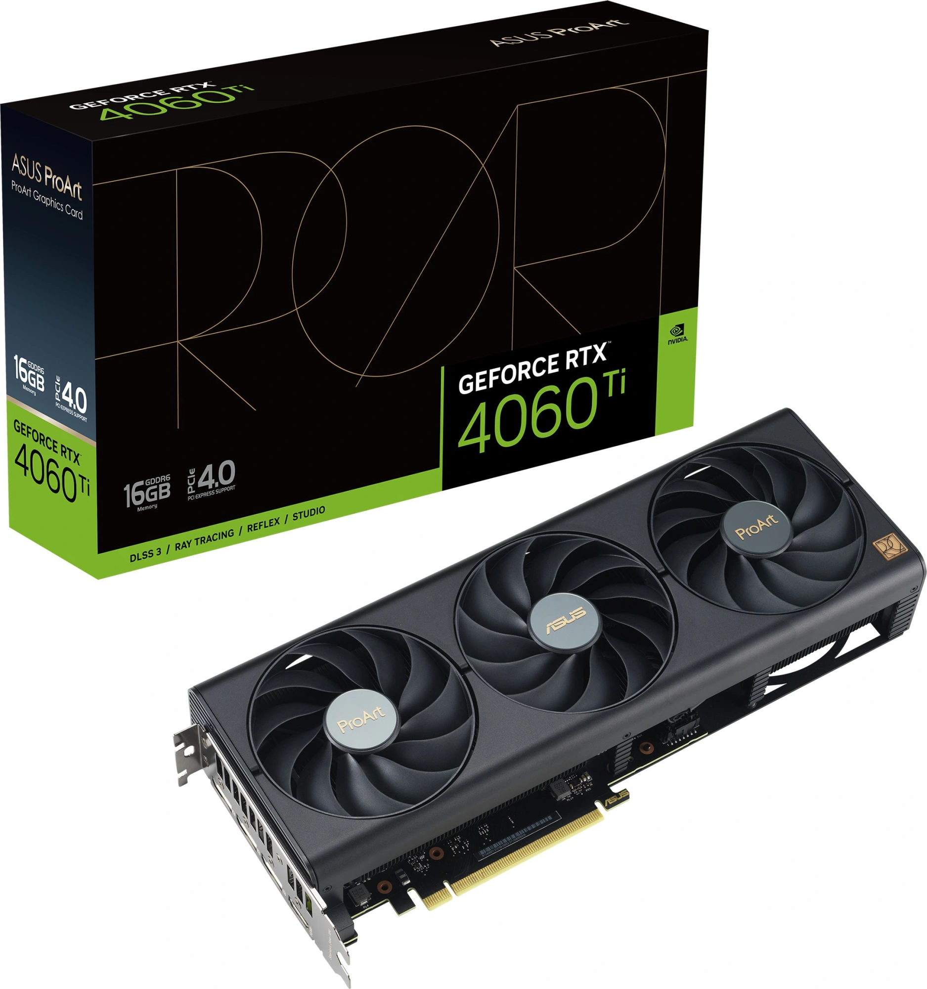 Видеокарта ASUS GeForce RTX4060TI 16Gb 128bit GDDR6 2550/18000 3*DP/HDMI  HDCP (PROART-RTX4060TI-16G) RTL