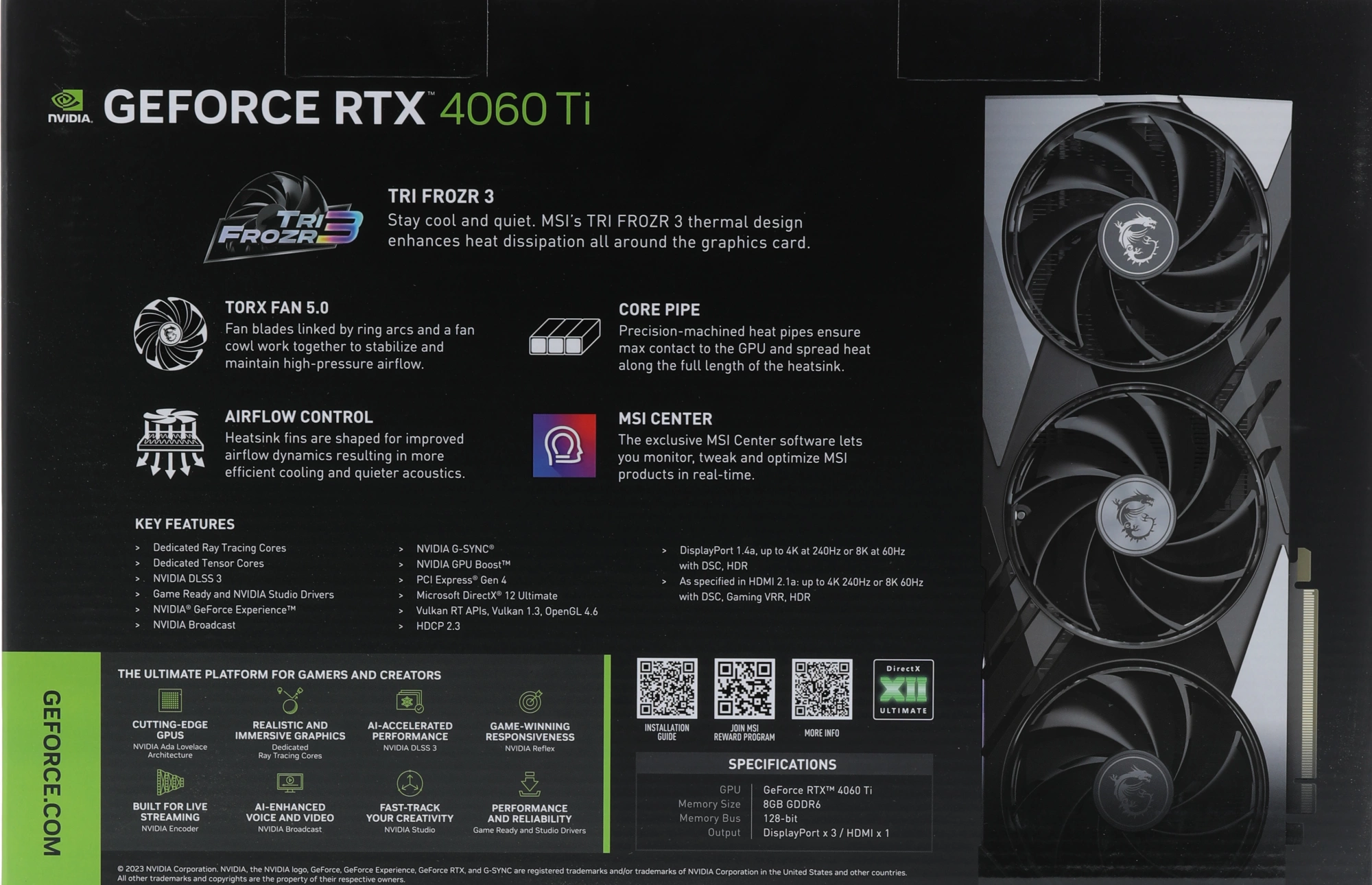 MSI RTX 4060 TI GAMING X SLIM 8G