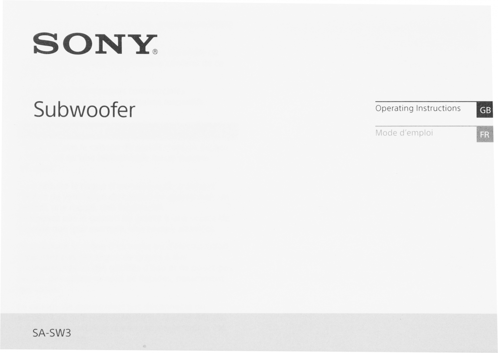 SONY SASW3