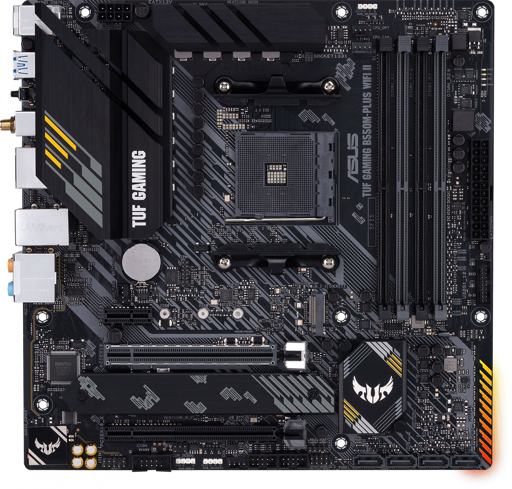 ASUS TUF GAMING B550M-PLUS WIFI II (Socket AM4, mATX, 4xDDR4(128GB), HDMI 2.1/DP, 1xPCIe 4.0x16, 1xPCIe 3.0x16/1xPCIe 3.0, 1xLAN (2.5GbE), Wi-Fi, BT, 4xSATA 6Gb/s, 2xM.2, 1xUSB-C, 5xUSB 3.2, 2xUSB 2) ASUS TUF GAMING B550M-PLUS WIFI II (Socket AM4, mATX, 4xDDR4(128GB), HDMI 2.1/DP, 1xPCIe 4.0x16, 1xPCIe 3.0x16/1xPCIe 3.0, 1xLAN (2.5GbE), Wi-Fi, BT, 4xSATA 6Gb/s, 2xM.2, 1xUSB-C, 5xUSB 3.2, 2xUSB 2)