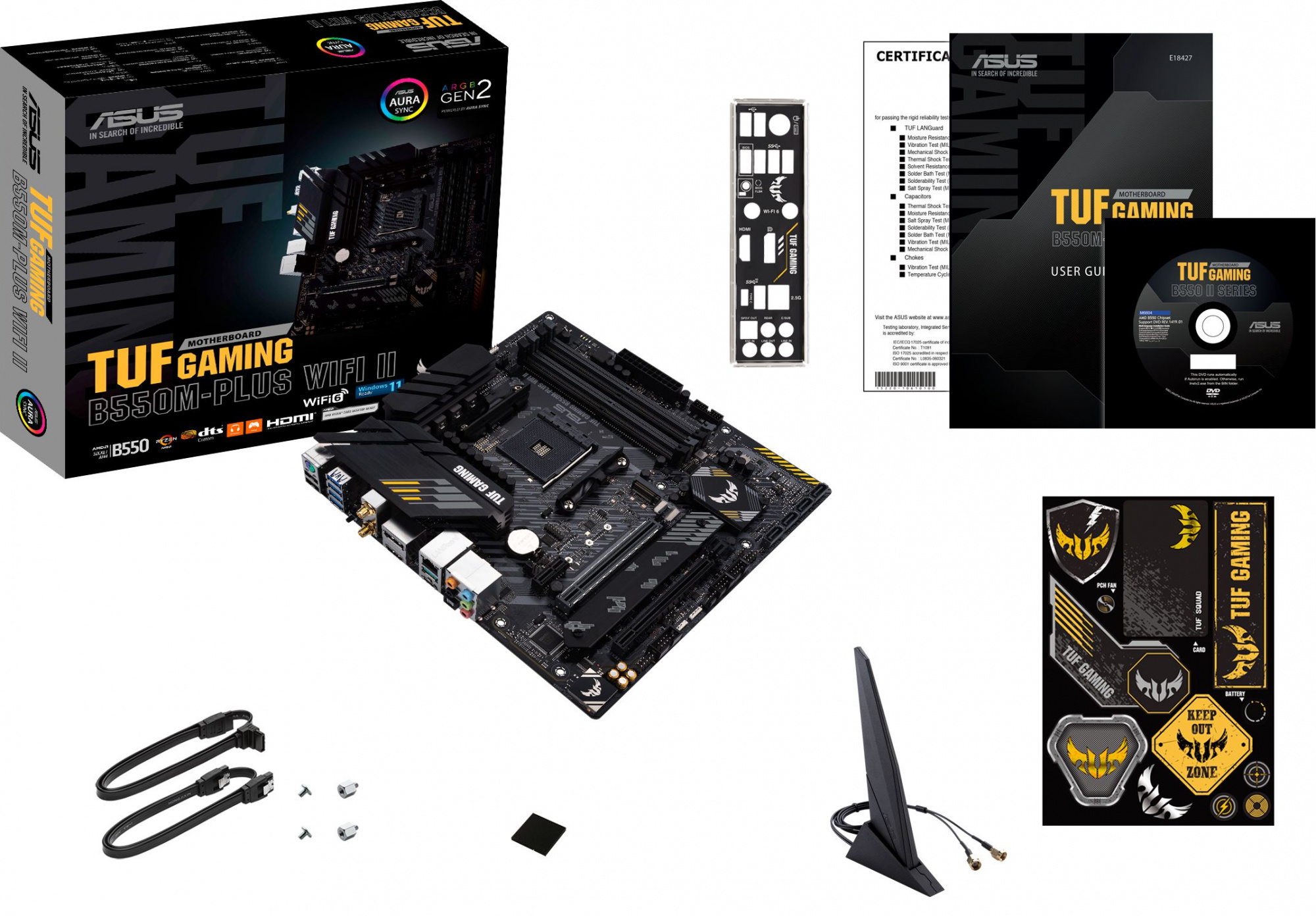 ASUS TUF GAMING B550M-PLUS WIFI II (Socket AM4, mATX, 4xDDR4(128GB), HDMI 2.1/DP, 1xPCIe 4.0x16, 1xPCIe 3.0x16/1xPCIe 3.0, 1xLAN (2.5GbE), Wi-Fi, BT, 4xSATA 6Gb/s, 2xM.2, 1xUSB-C, 5xUSB 3.2, 2xUSB 2) ASUS TUF GAMING B550M-PLUS WIFI II (Socket AM4, mATX, 4xDDR4(128GB), HDMI 2.1/DP, 1xPCIe 4.0x16, 1xPCIe 3.0x16/1xPCIe 3.0, 1xLAN (2.5GbE), Wi-Fi, BT, 4xSATA 6Gb/s, 2xM.2, 1xUSB-C, 5xUSB 3.2, 2xUSB 2)