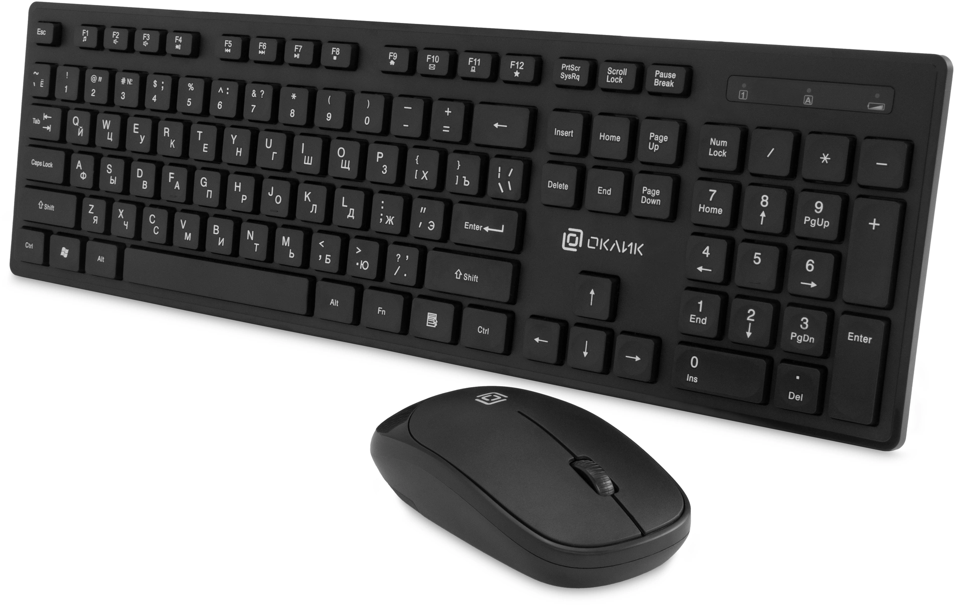 Клавиатура + мышь Oklick S255W Black USB  беспроводная slim [1909361]