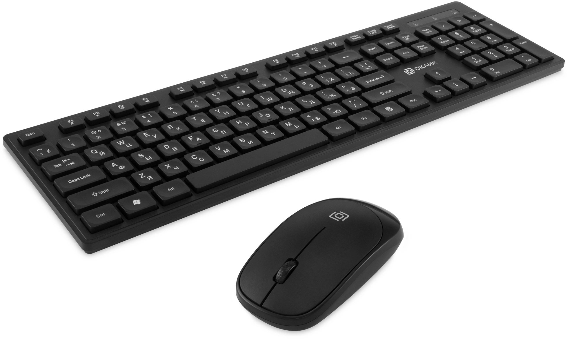 Клавиатура + мышь Oklick S255W Black USB  беспроводная slim [1909361]