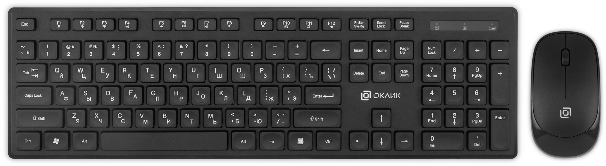 Клавиатура + мышь Oklick S255W Black USB  беспроводная slim [1909361]