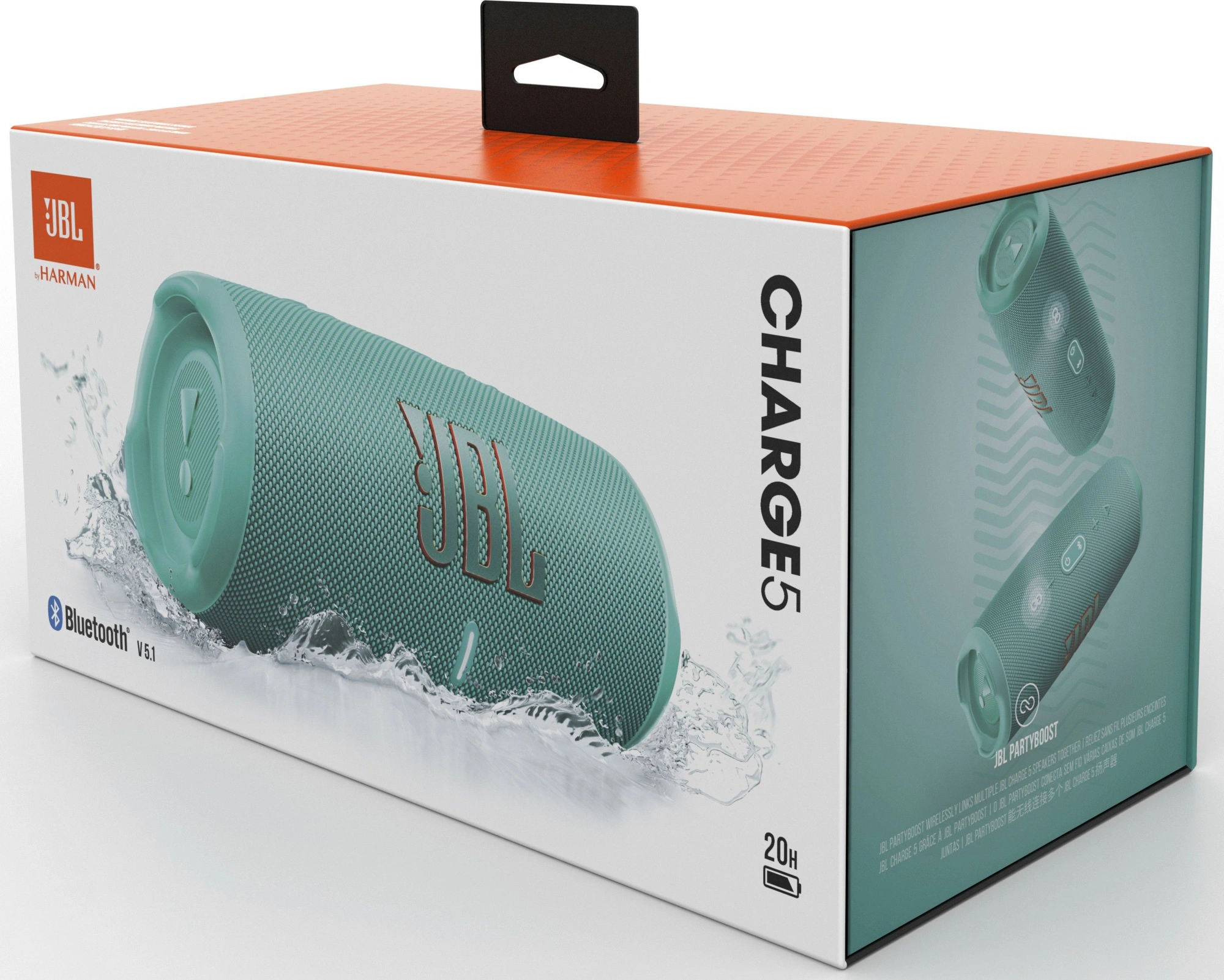 Колонка порт. JBL Charge 5 бирюзовый 40W 2.0 BT 15м 7500mAh (JBLCHARGE5TEAL)