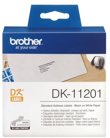 Brother DK11201 Стандартные адресные наклейки (29 x 90 мм), 400 штук в рулоне (DK11201)