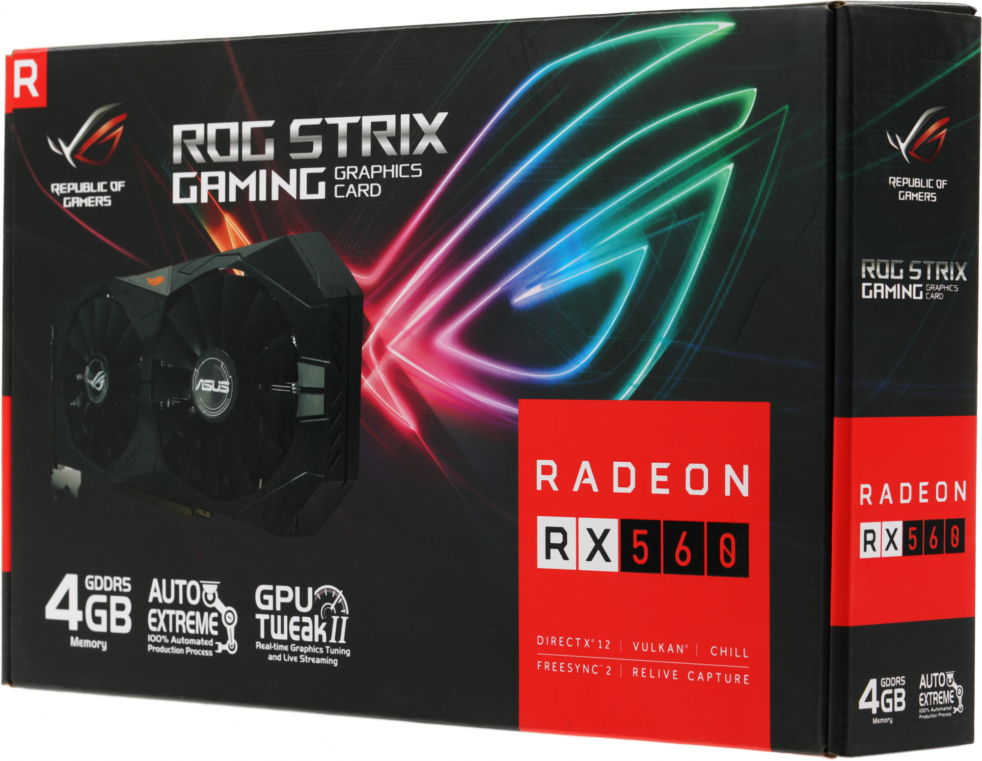 Asus PCI-E ROG-STRIX-RX560-4G-V2-GAMING AMD Radeon RX 560 4096Mb 128 GDDR5 1199/6000 DVIx1 HDMIx1 DPx1 HDCP Ret