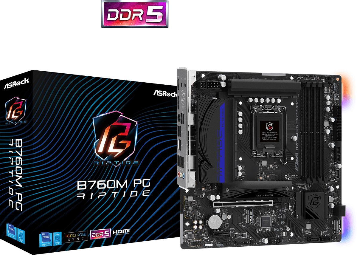 ASROCK B760M PG RIPTIDE, LGA 1700, Intel B760, mATX, Ret