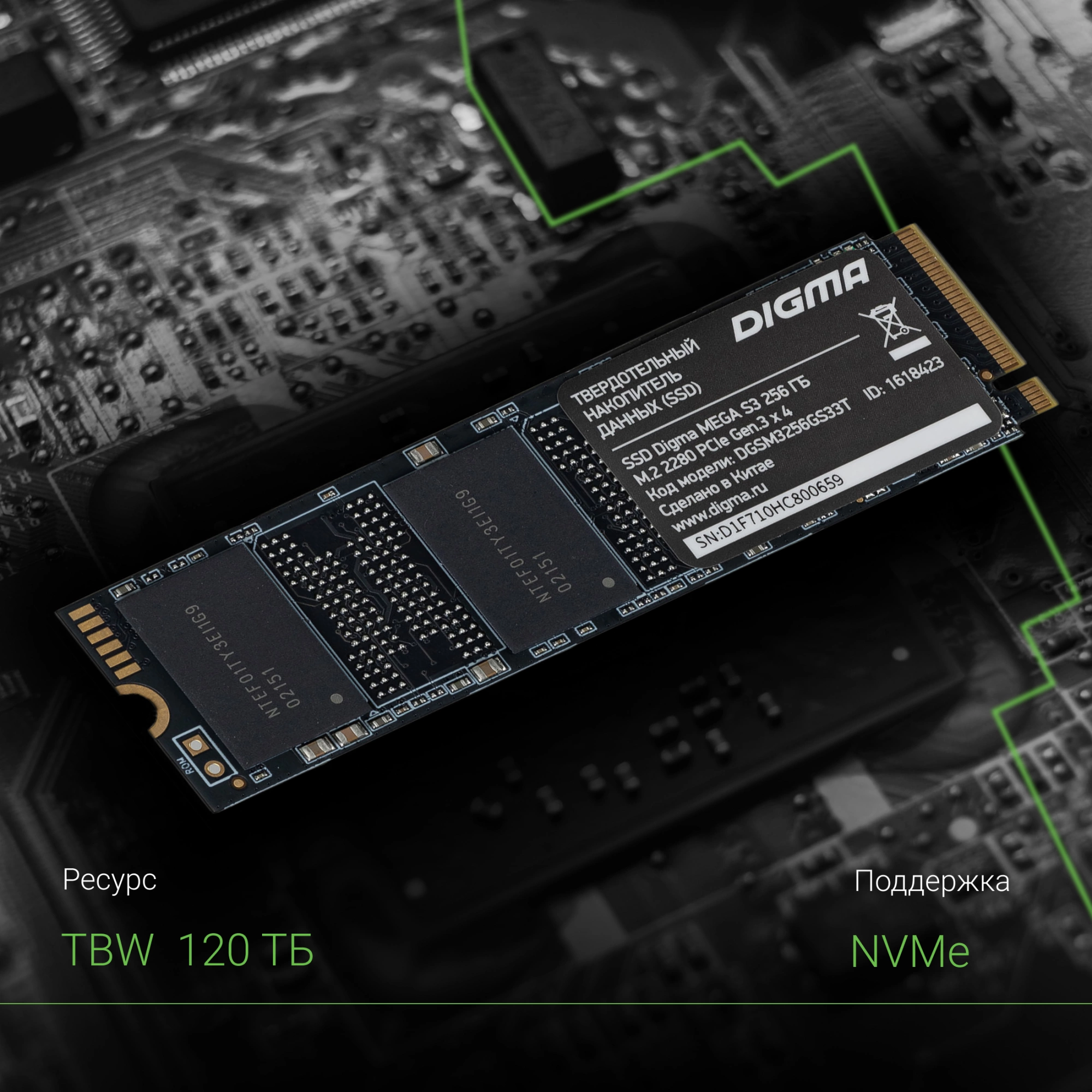 SSD M.2 Digma 256Gb PCI-E x4 DGSM3256GS33T Mega S3 (1618423)