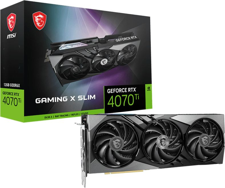 Видеокарта MSI PCI-E 4.0 RTX 4070 Ti GAMING SLIM 12G NVIDIA GeForce RTX 4070TI 12288Mb 192 GDDR6X 2730/21000 HDMIx1 DPx3 HDCP Ret