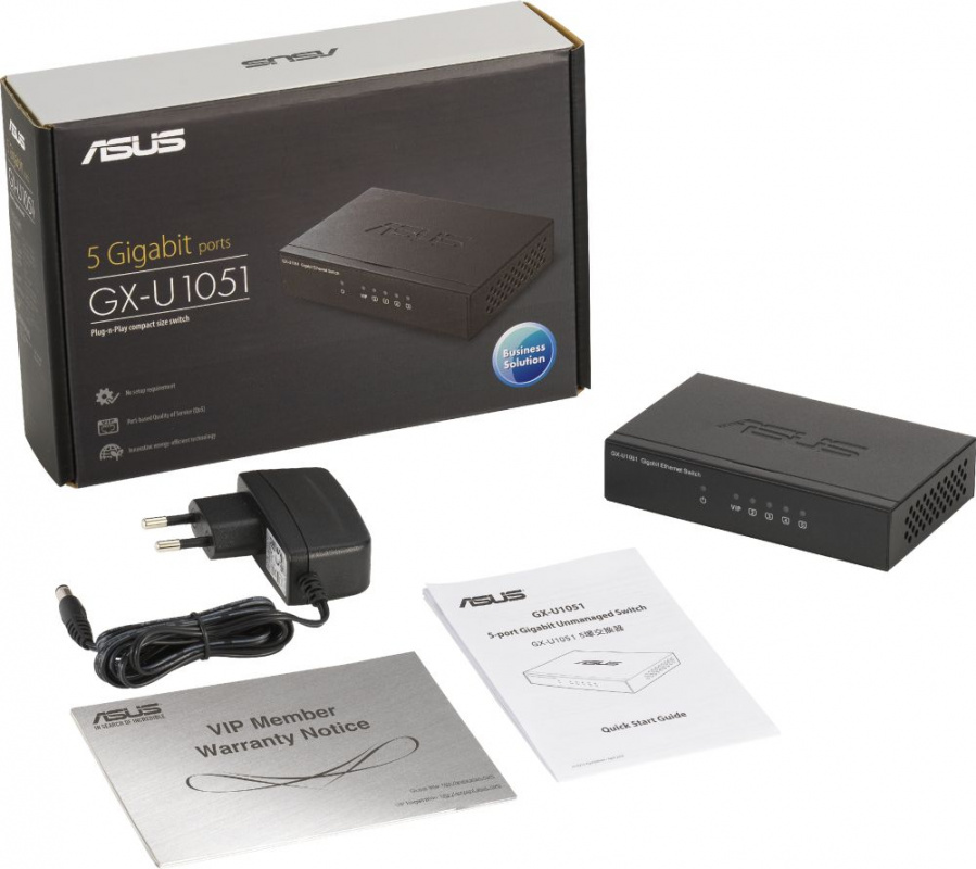 ASUS GX-U1051 PLUG-N-PLAY COMPACT SIZE SWITCH WITH VIP PORT ASUS GX-U1051 PLUG-N-PLAY COMPACT SIZE SWITCH WITH VIP PORT