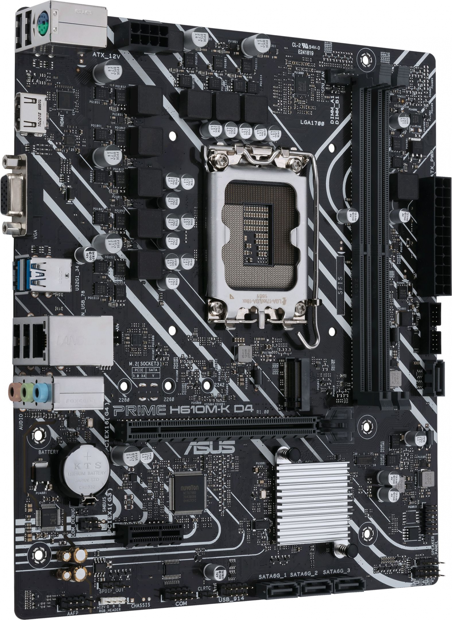ASUS PRIME H610M-K D4 (Socket 1700, mATX, 2xDDR4(64GB), VGA/HDMI 2.1, 1xPCIe 4.0x16/1xPCIe 3.0/1xLAN, 4xSATA 6Gb/s, 1xM.2, 2xUSB 3.2, 4xUSB 2.0, 1xPS/2)