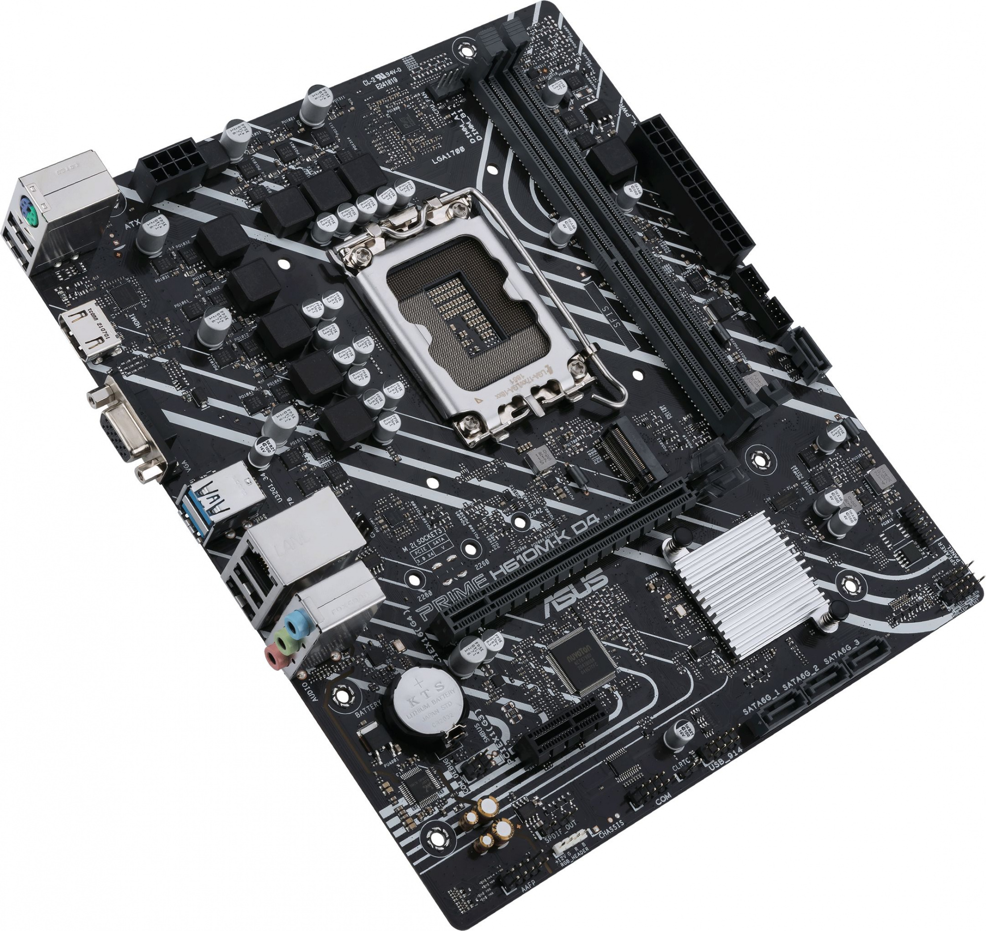 ASUS PRIME H610M-K D4 (Socket 1700, mATX, 2xDDR4(64GB), VGA/HDMI 2.1, 1xPCIe 4.0x16/1xPCIe 3.0/1xLAN, 4xSATA 6Gb/s, 1xM.2, 2xUSB 3.2, 4xUSB 2.0, 1xPS/2)
