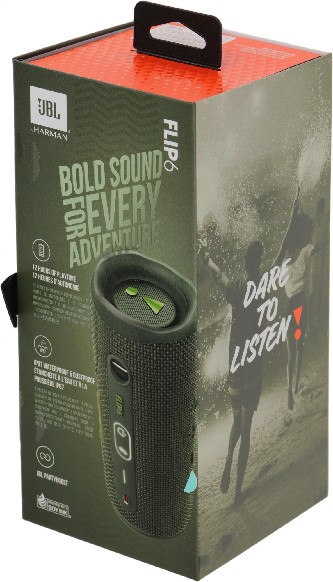 Колонка портативная JBL Flip 6, 30Вт, зеленый [jblflip6gren]