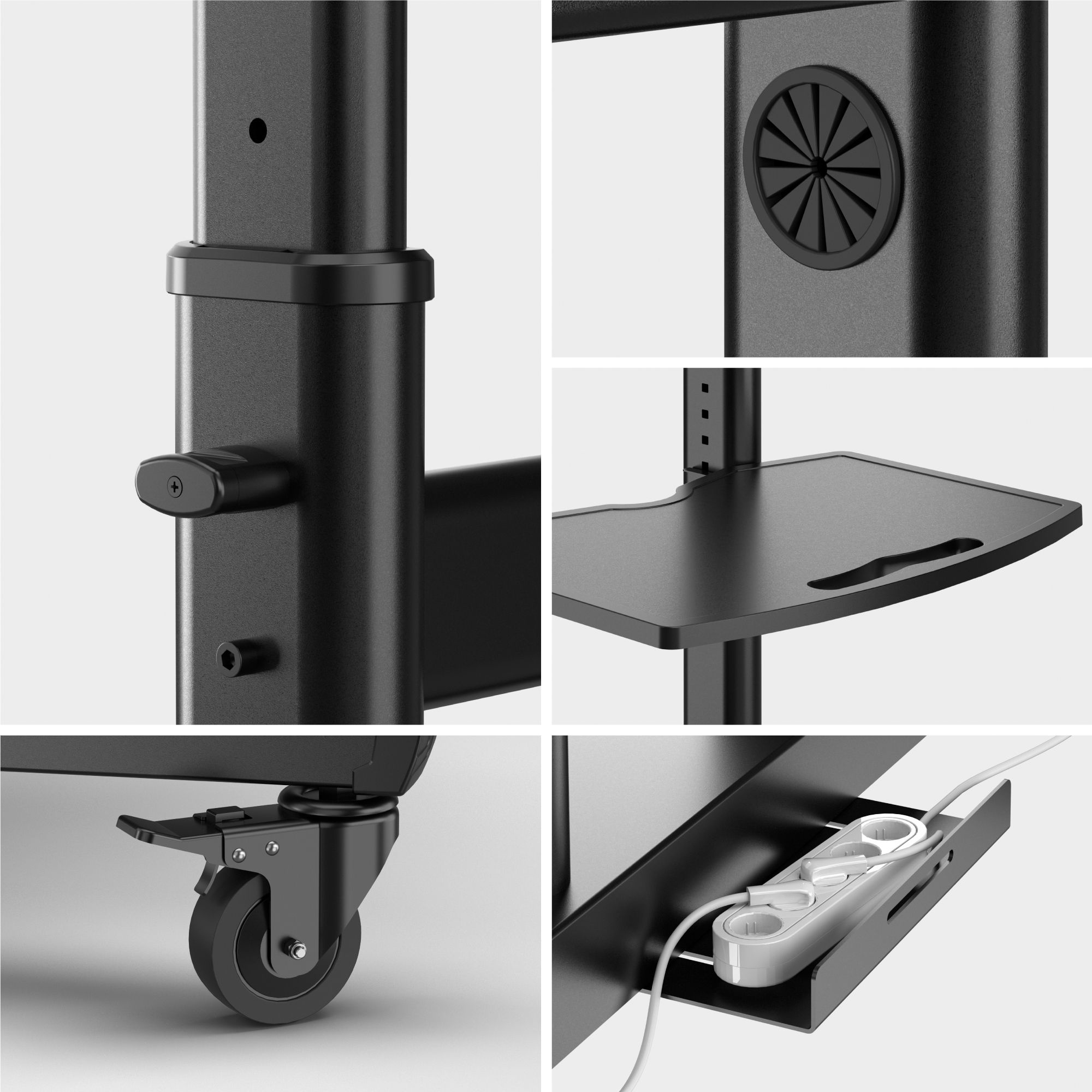 ONKRON TS1891 черный 50"-90" макс.100кг напольный мобильный