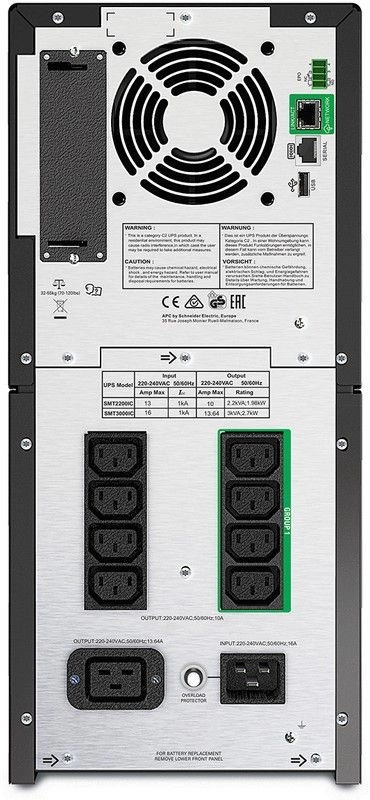 Источник бесперебойного питания APC SMT3000IC Smart-UPS, Line Interactive, 3kVA, Tower, 230V, 8x IEC C13+2x IEC C19 outlets, SmartConnect Port+SmartSl