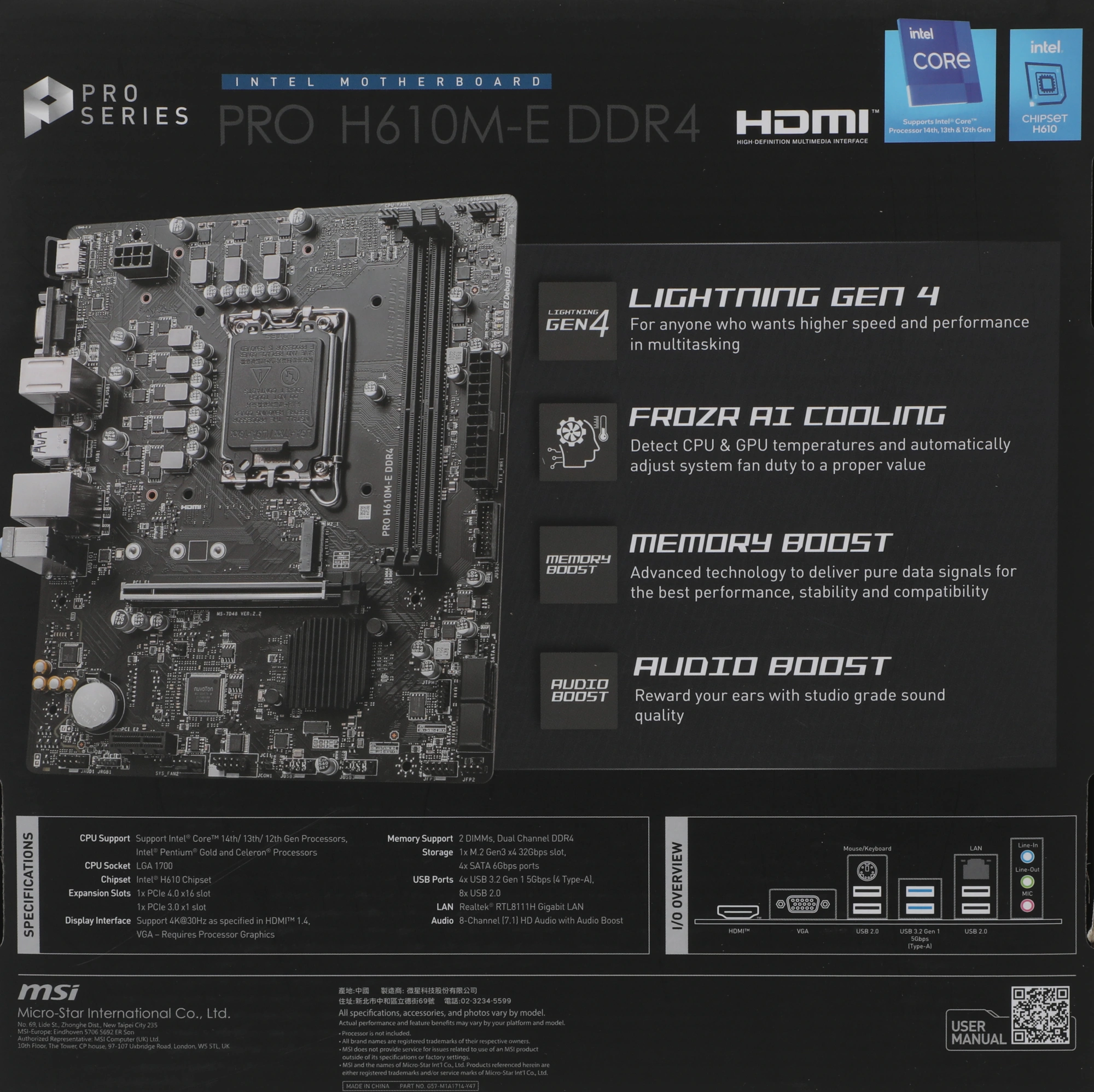 MSI PRO H610M-E DDR4