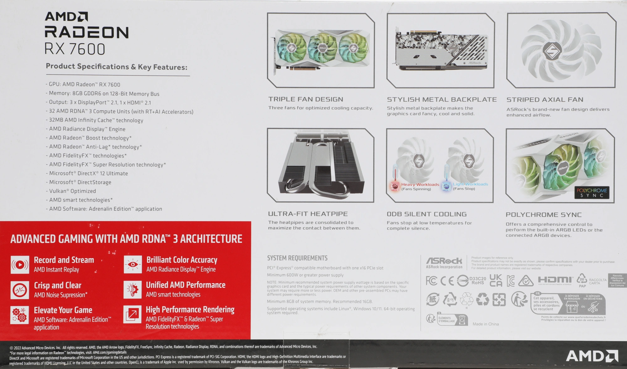 ASROCK RX7600 SL 8GO