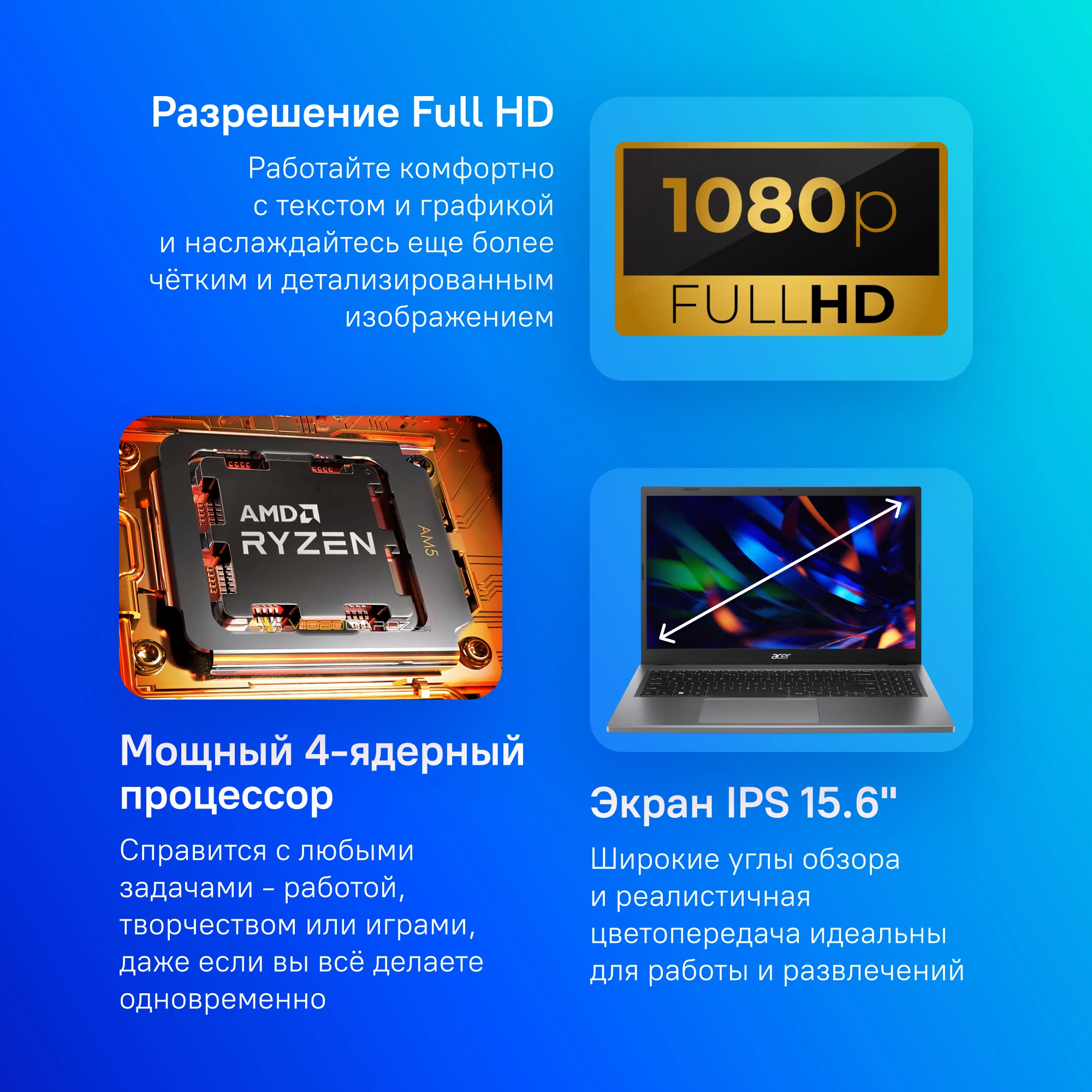 Acer Extensa 15 EX215-23 [NX.EH3CD.00A] Iron 15.6&quot; {FHD Ryzen 5 7520U/16Gb/1Tb SSD/DOS}