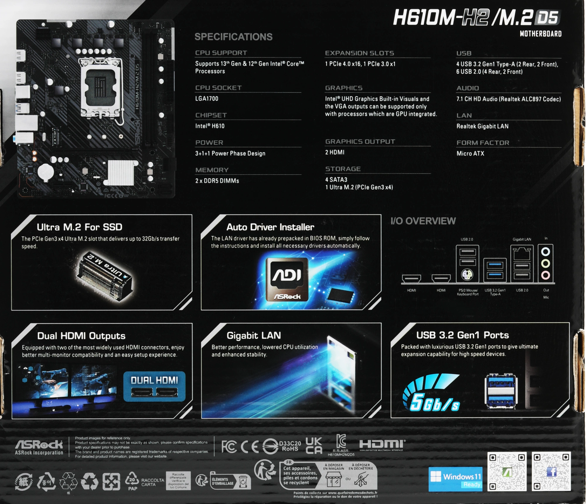 ASROCK H610M-H2/M.2 D5 ASROCK H610M-H2/M.2 D5