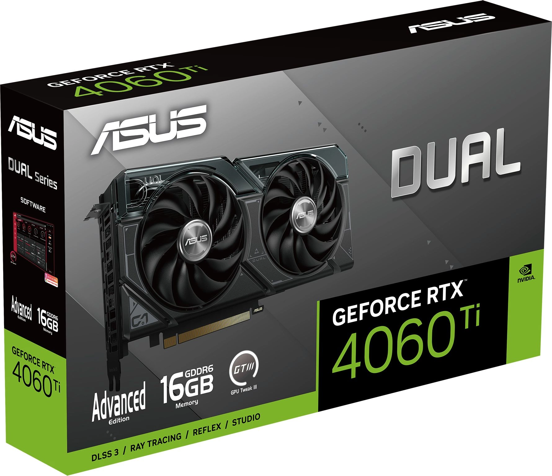 Видеокарта Asus PCI-E 4.0 DUAL-RTX4060TI-A16G NVIDIA GeForce RTX 4060TI 16Gb 128bit GDDR6 2595/18000 HDMIx1 DPx3 HDCP Ret Видеокарта Asus PCI-E 4.0 DUAL-RTX4060TI-A16G NVIDIA GeForce RTX 4060TI 16Gb 128bit GDDR6 2595/18000 HDMIx1 DPx3 HDCP Ret