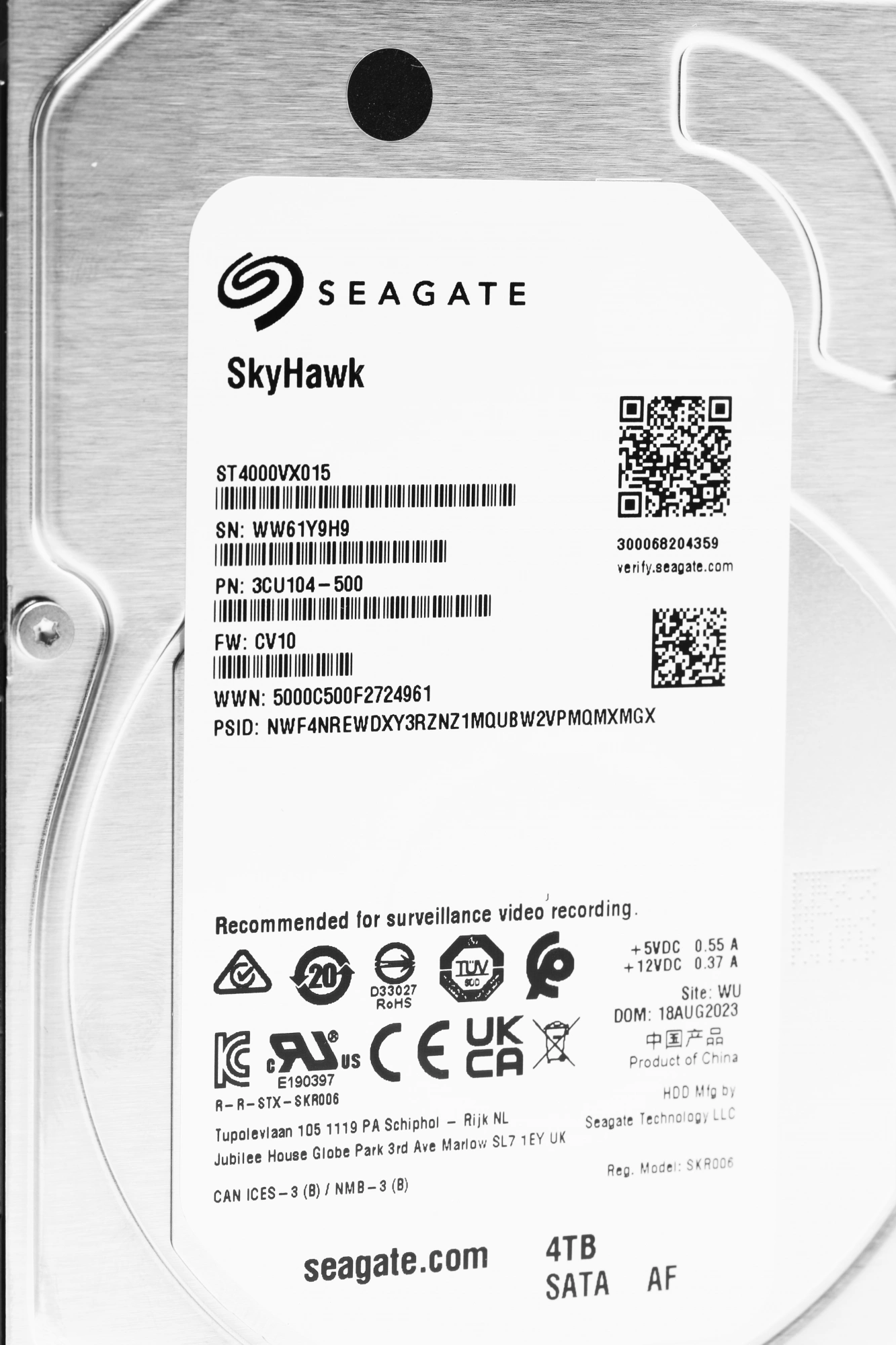 4TB Seagate Skyhawk (ST4000VX015) {Serial ATA III, 5400 rpm, 256mb, для видеонаблюдения}