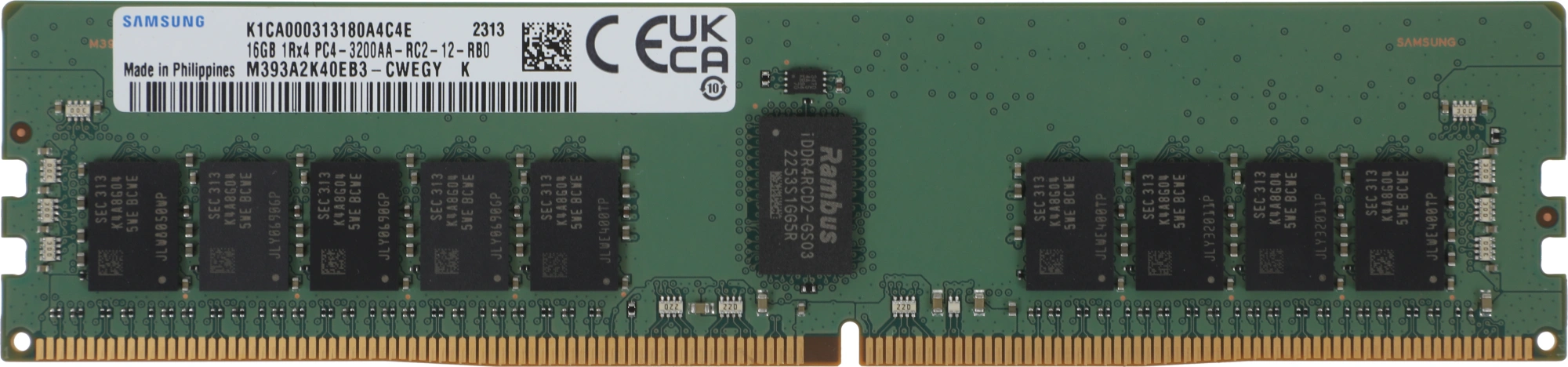 Samsung DDR4 16GB DIMM 3200MHz ECC UNB Reg 1.2V (M393A2K40EB3-CWE)
