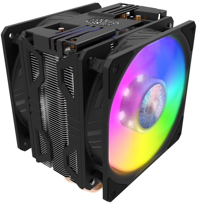 Кулер для процессора/ Cooler Master Hyper 212 LED Turbo ARGB (160W, 4-pin, 159mm, tower, Al/Cu, ARGB, fans: 2x120mm/62CFM/27dBA/1800rpm, 2066/2011-v3/2011/1700/1366/1200/115x/AM4/AM3+/AM3/AM2+/AM2/FM2