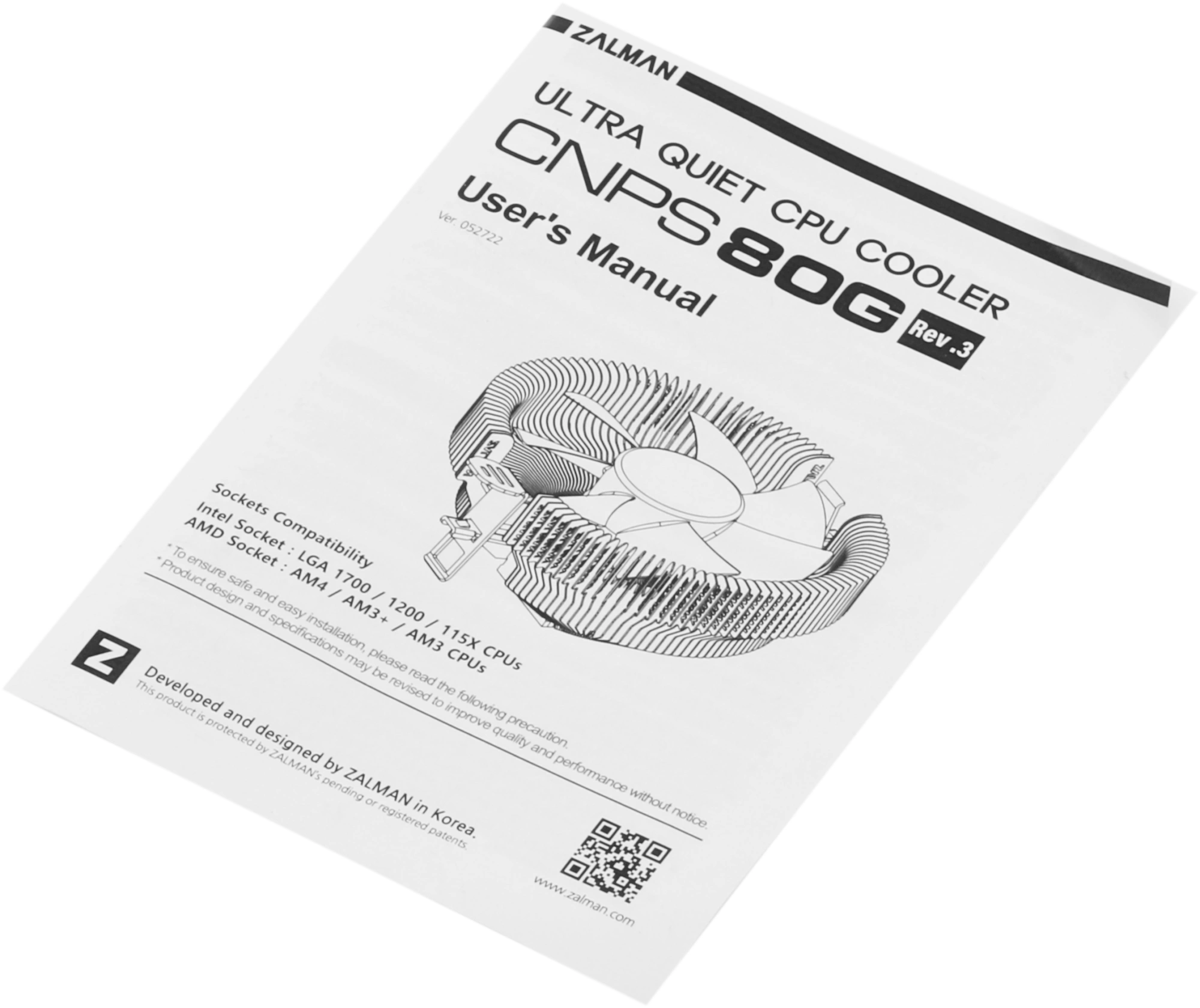 Cooler Zalman CNPS80G Rev.3  Soc-1700/1200/115X, AM5/AM4/AM3+/AM3  4-pin 19-25dB Al 65W 180gr Ret