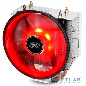 Кулер DEEPCOOL GAMMAXX300R LGA1366/1156/55/51/50/775/FM2+/FM2/FM1/AM3+/AM3/AM2+/AM2/AM4 (24шт/кор, TDP 130Вт, PWM, Red Led, 3 тепл. трубки прямого контакта,120мм вент-р,17.8~21dB(A)) RET