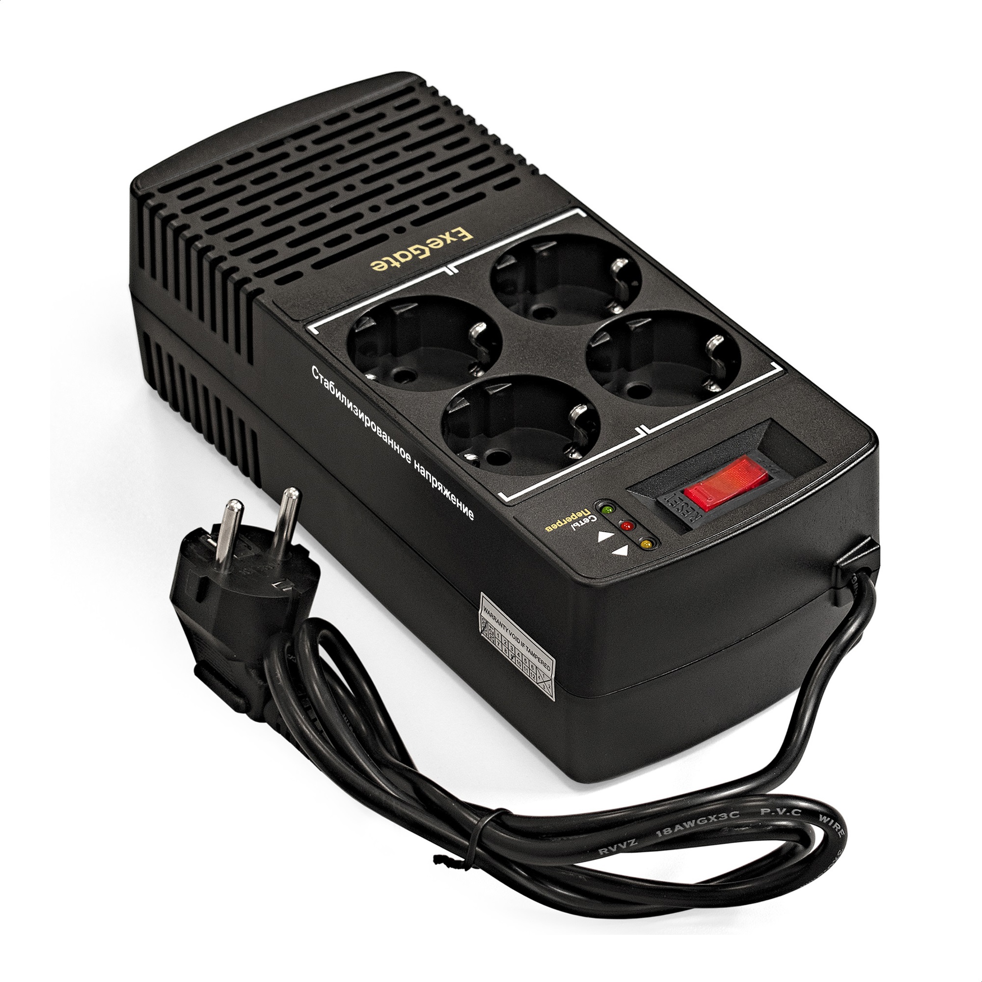 Exegate EP285938RUS Стабилизатор ExeGate Power AD5000-800 (800VA/400W, диапазон 150...280В, 4 евророзетки)
