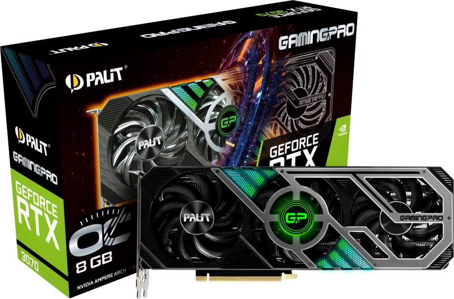 PALIT RTX 3070 8GB  GAMINGPRO ОС  GDDR6 256b, HDMI DPx3 [NE63070S19P2-1041A] RTL