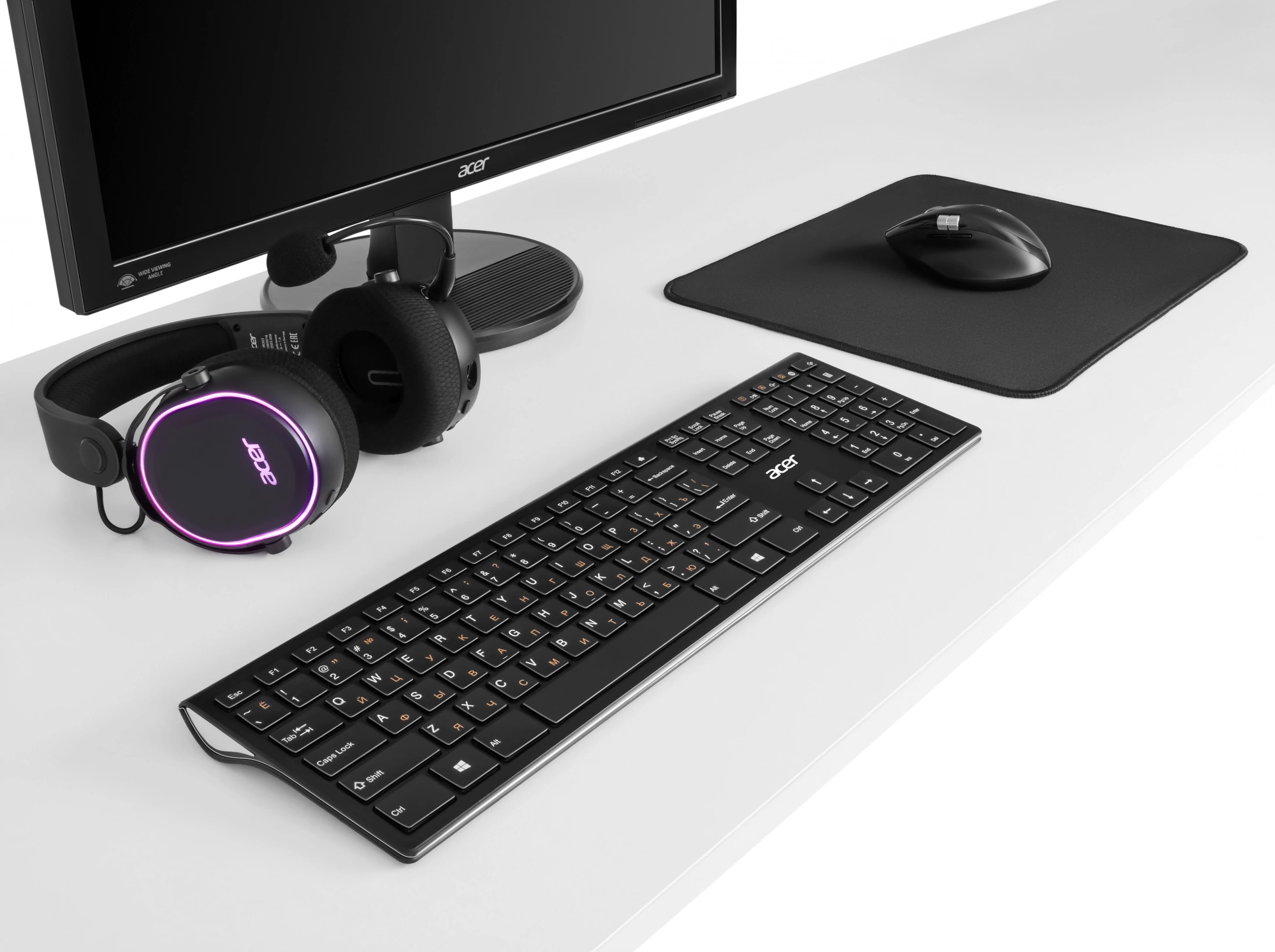 Acer OKR020 [ZL.KBDEE.004] wireless keyboard USB slim Multimedia black  Клавиатура беспроводная