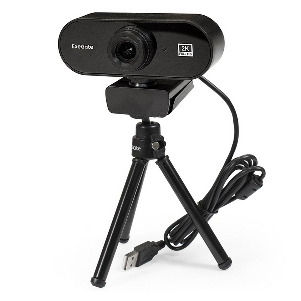 Exegate EX287380RUS Веб-камера ExeGate Stream C940 2K T-Tripod (матрица 1/3&quot; 5Мп, 2560x1440, 30fps, 4-линзовый объектив, ручной фокус, USB, микрофон с шумоподавлением,поворотное крепление