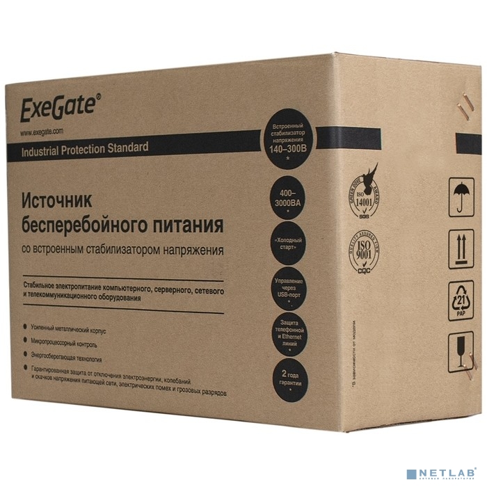 Exegate EP285478RUS ИБП ExeGate Power Smart ULB-850.LCD.AVR.EURO.RJ.USB &lt;850VA/480W, LCD, AVR, 2 евророзетки, RJ45/11, USB, Black&gt;