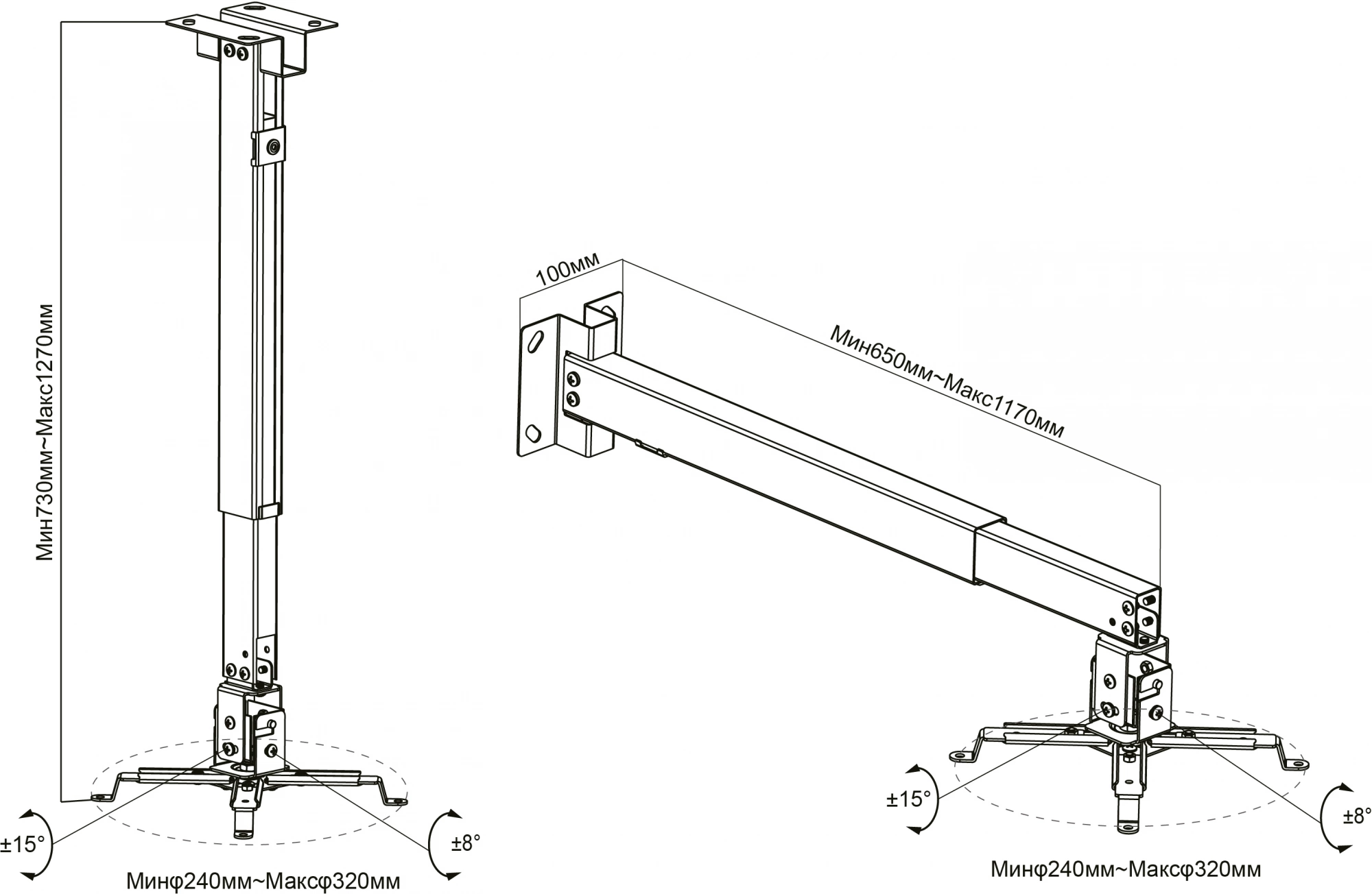 Cactus CS-VM-PRE03-WT белый макс.23кг настенный и потолочный поворот и наклон