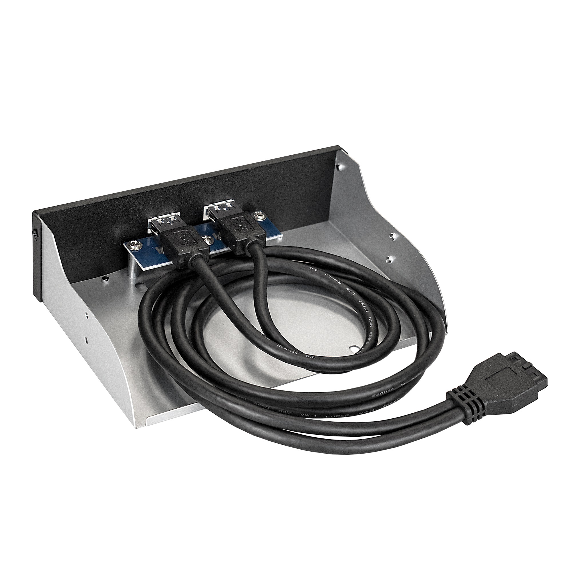 Exegate EX289289RUS Планка USB на переднюю панель ExeGate U5H-615, 5,25&quot;, 2*USB3.0, черная, металл, подсоед. к MB