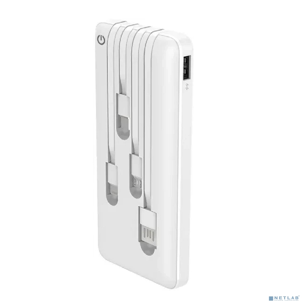 Perfeo Powerbank ABSOLUTE 10000mah In Micro usb,USB /Out USB,Micro usb,Type-C,Lightning, 2.1А/ White (PF_B4879)